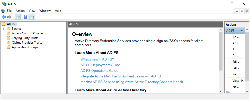 AD FS console